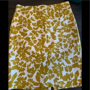 Yellow floral Loft pencil skirt